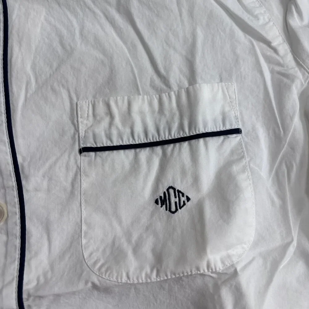 J. Crew Cotton Pajama Set Women's S White Short Sleeve Cropped Pants Preppy